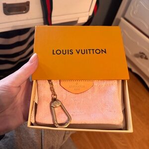 LV Pink Denim Keychain Wallet
